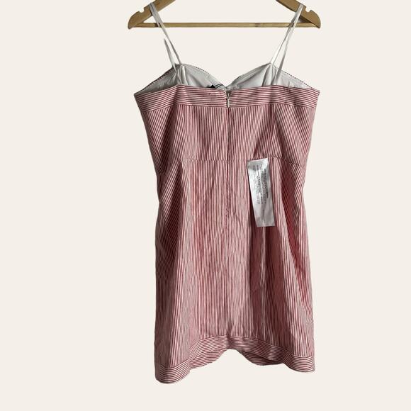 BCBGMaxAzria Pinstriped Bustier Strapless Button Front Mini Dress Size 12 - Picture 9 of 13